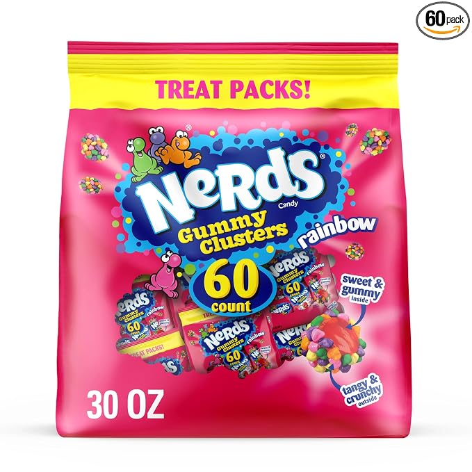 NERDS Gummy Clusters Rainbow Candy 60 treat size packs