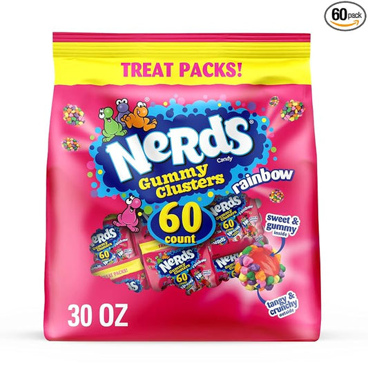NERDS Gummy Clusters Rainbow Candy 60 treat size packs