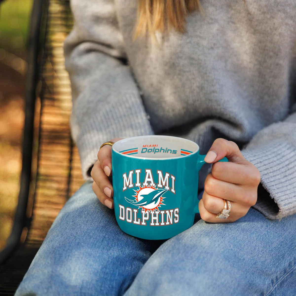 Miami Dolphins stripe mug for hot and cold drinks