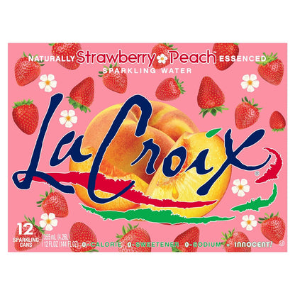 La Croix zero calorie sparkling water strawberry peach