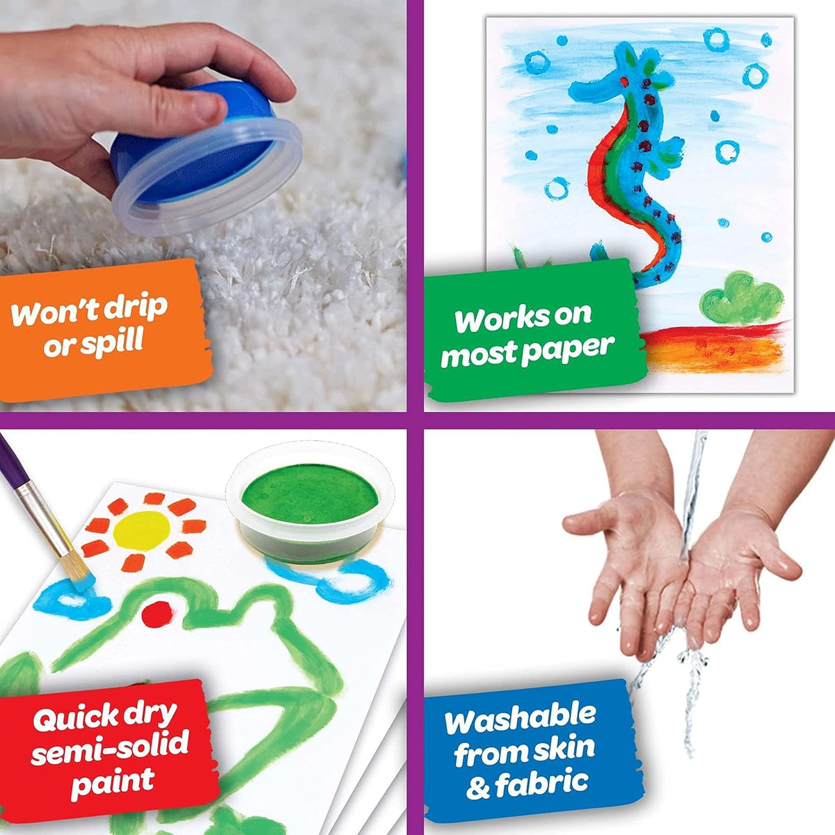 Crayola semi-solid spill-proof paints for creative play