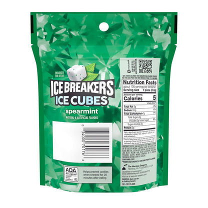 Bulk spearmint sugar-free chewing gum pouch by Ice Breakers