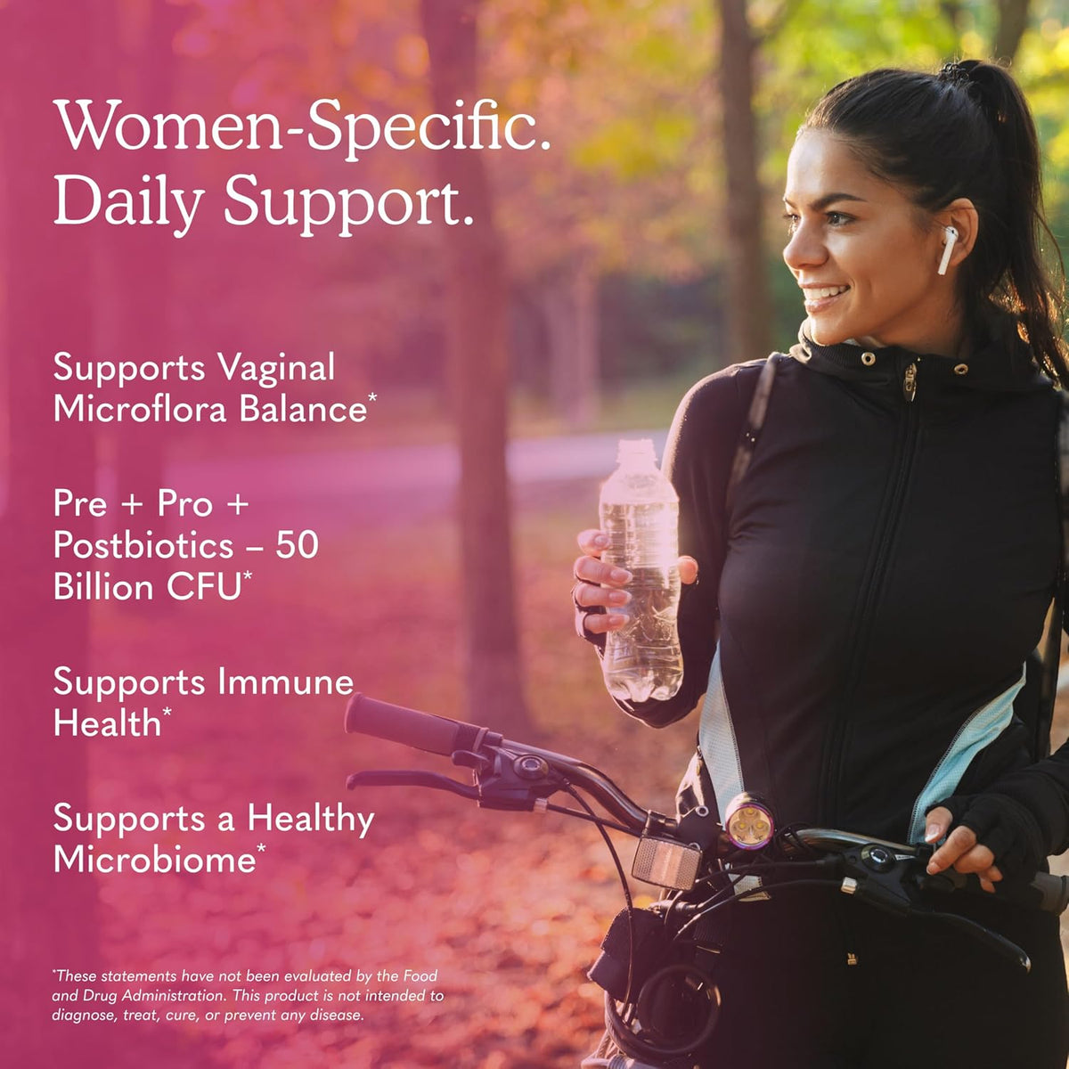 Women's pH probiotic digestive and immune support bottle