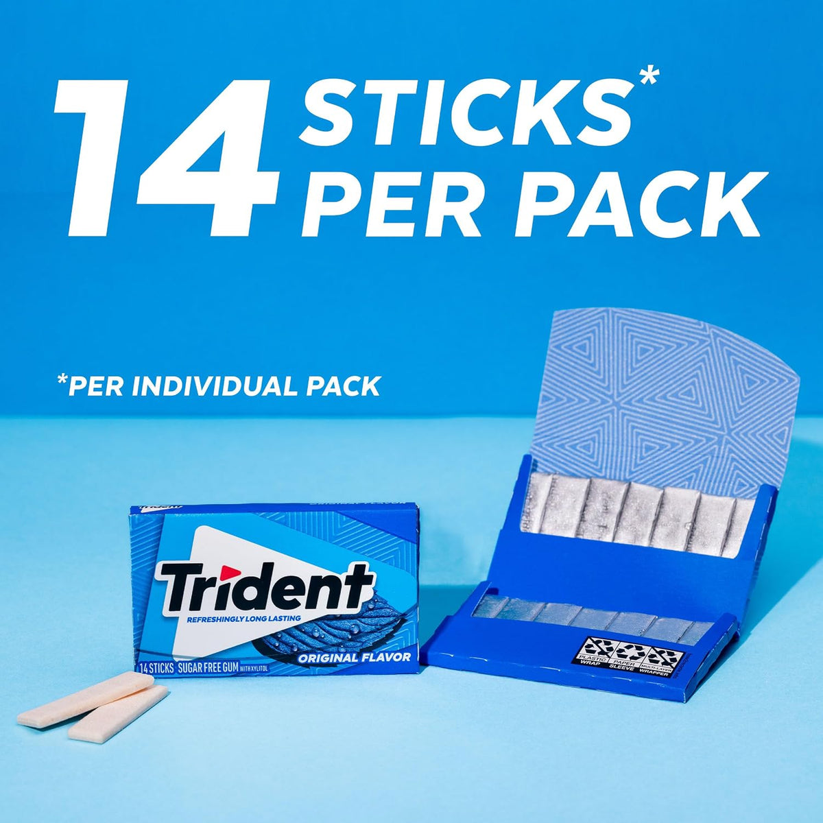 Individually wrapped Trident sugar free gum sticks
