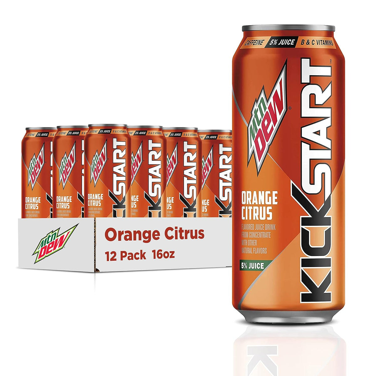 Mtn Dew Kickstart Orange Citrus caffeine beverage