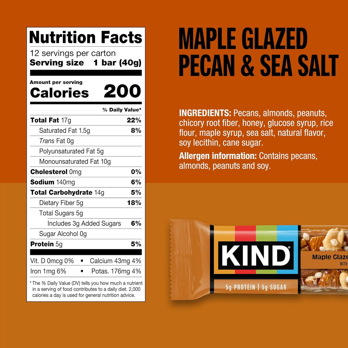 KIND nut bars with pecans maple and sea salt