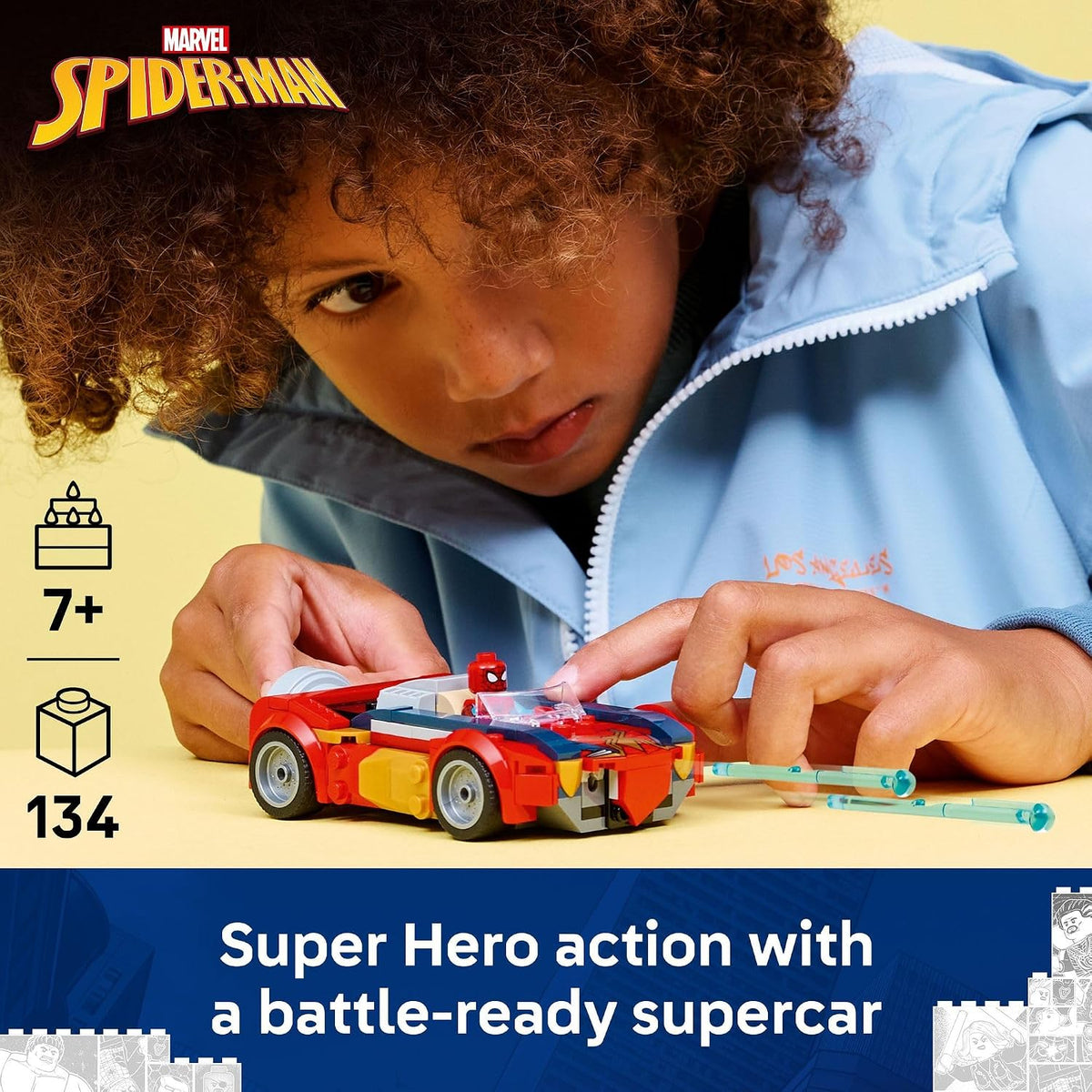 Action car with spring shooters for kids