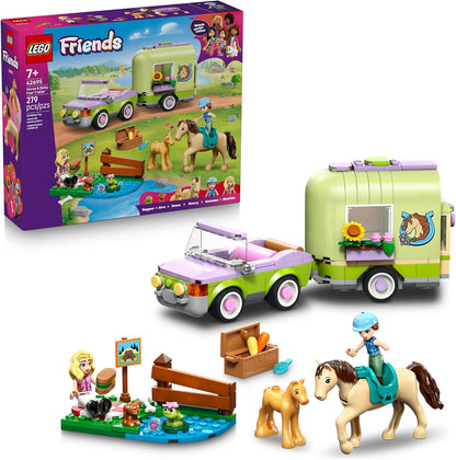 LEGO Friends horse trailer toy with car and animal figures