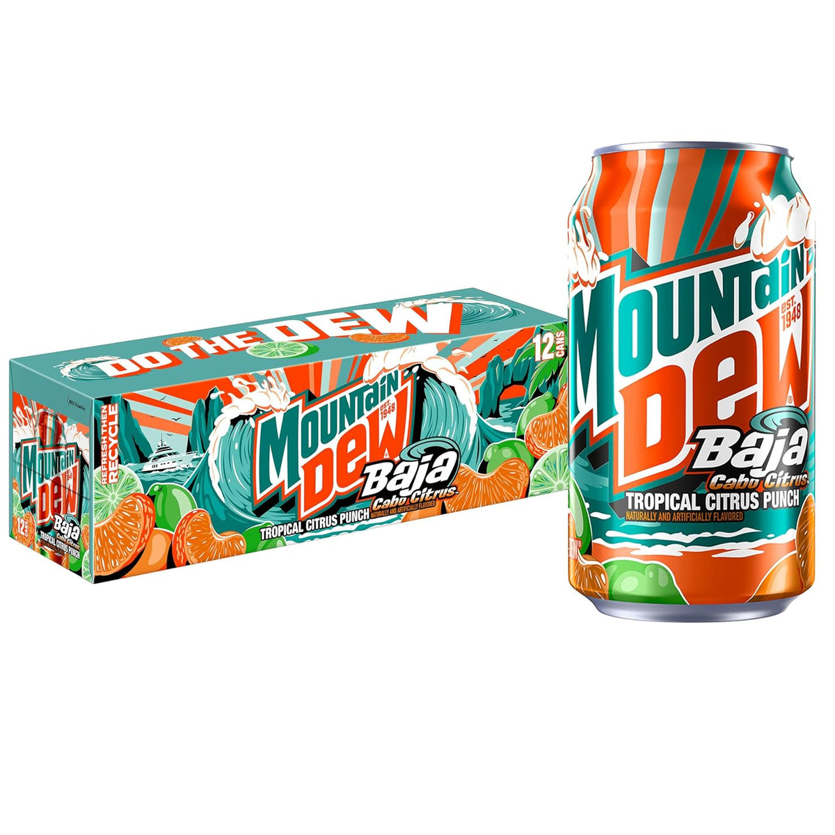 12 fl oz Mountain Dew citrus soda cans