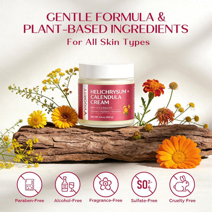 Visit the Vigority Store — Vigority Calendula Cream: Soothes Calendula Cream for Mature, Thin & Fragile Skin with Helichrysum, Bakuchiol & CICA - Hydrates, Nourishes & Strengthens Skin Barrier - Non-greasy Fragrance Free 3.4oz