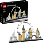 LEGO London skyline model featuring Big Ben and Tower Bridge