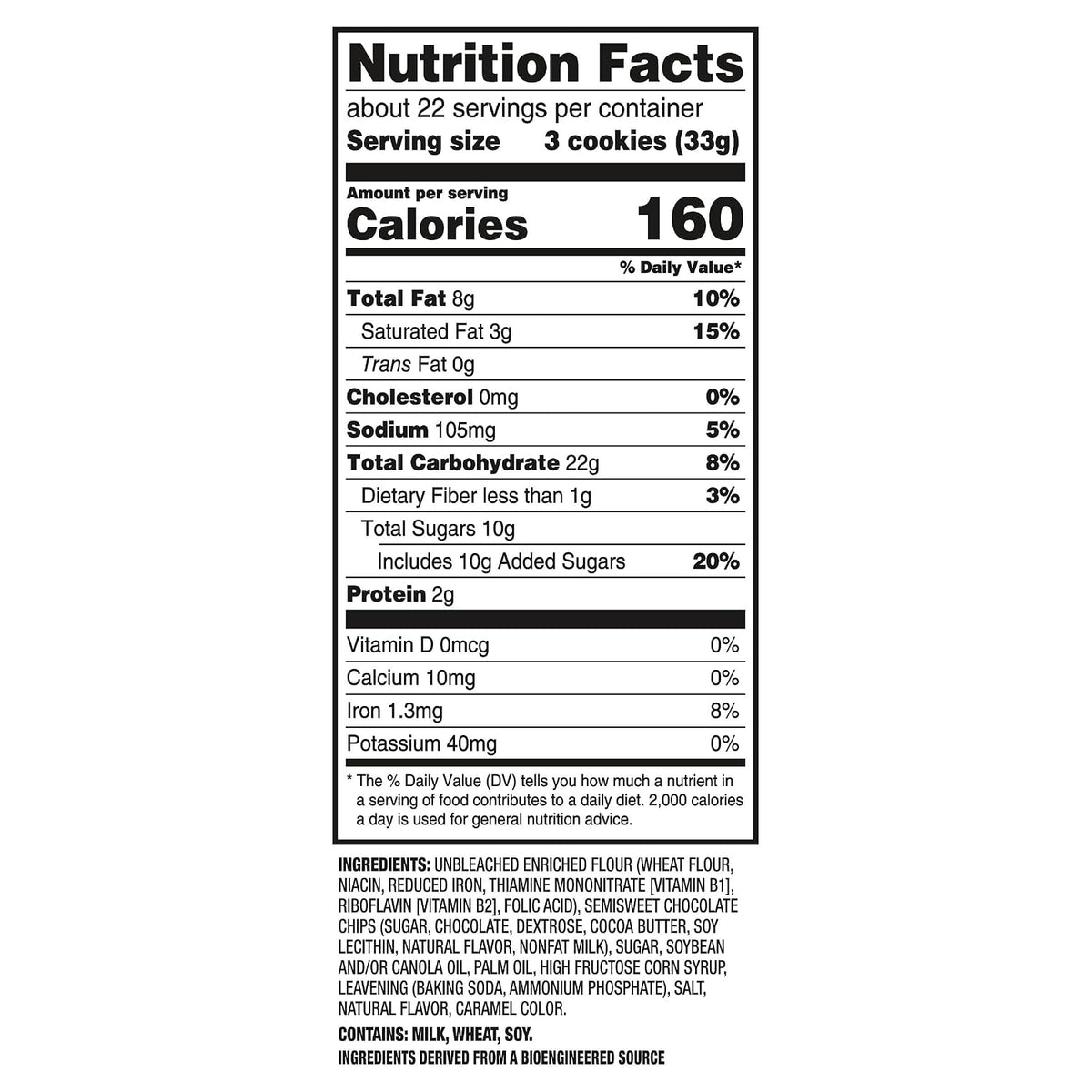 Party size crunchy chocolate chip cookies package