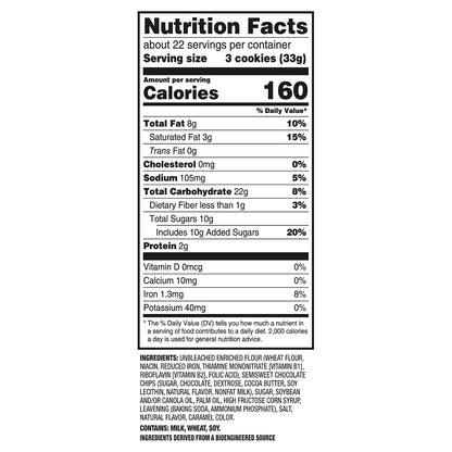 Party size crunchy chocolate chip cookies package