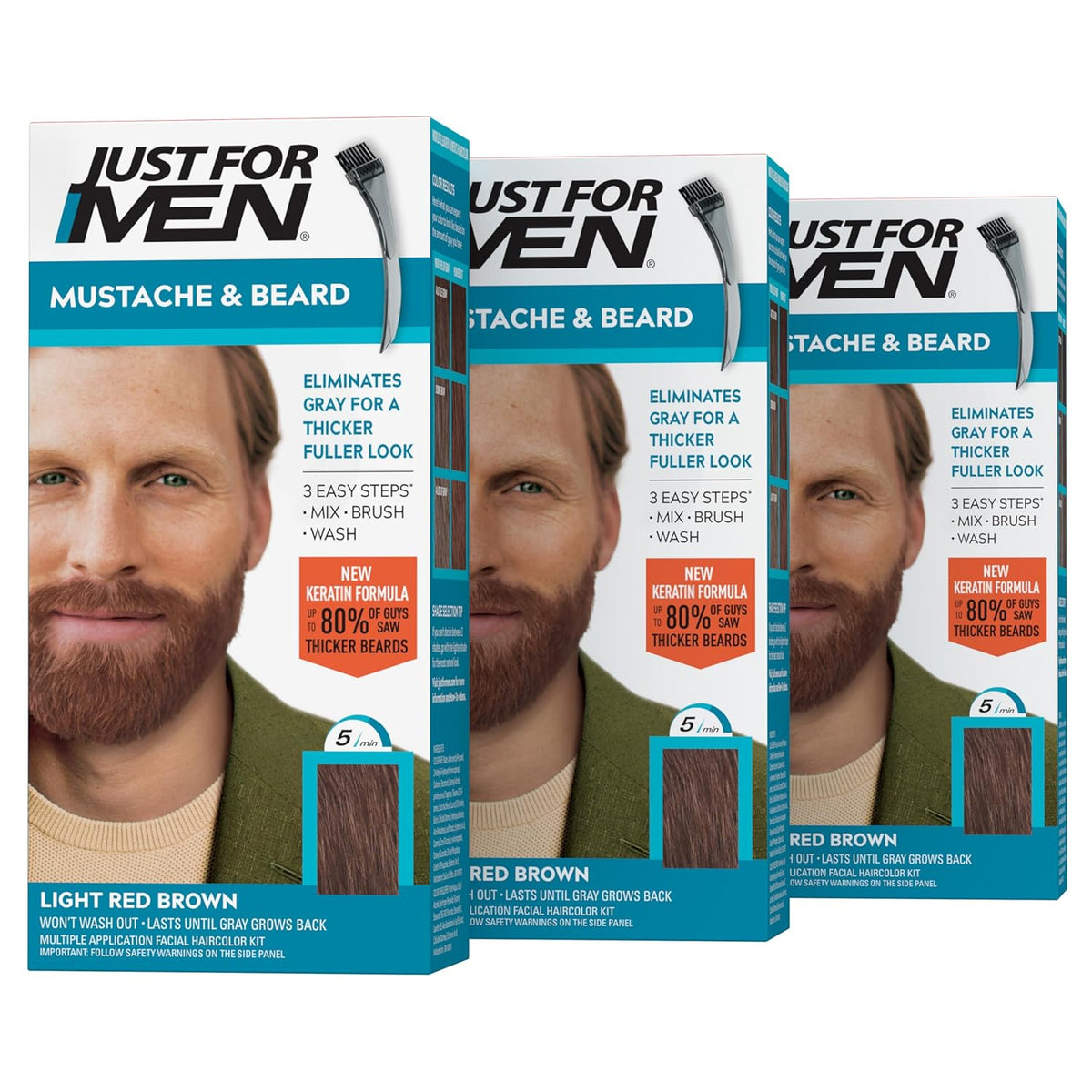 Just for Men M-27 facial hair color three-pack