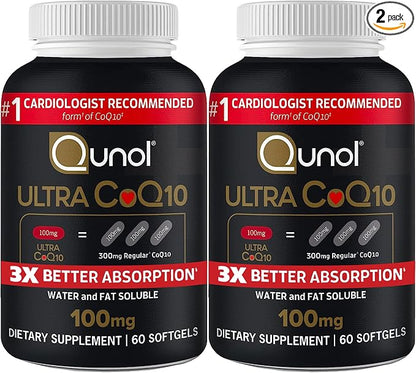 Qunol Ultra CoQ10 100mg 120 softgels bottle pack