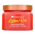 Vegan exfoliating sugar scrub with lychee scent