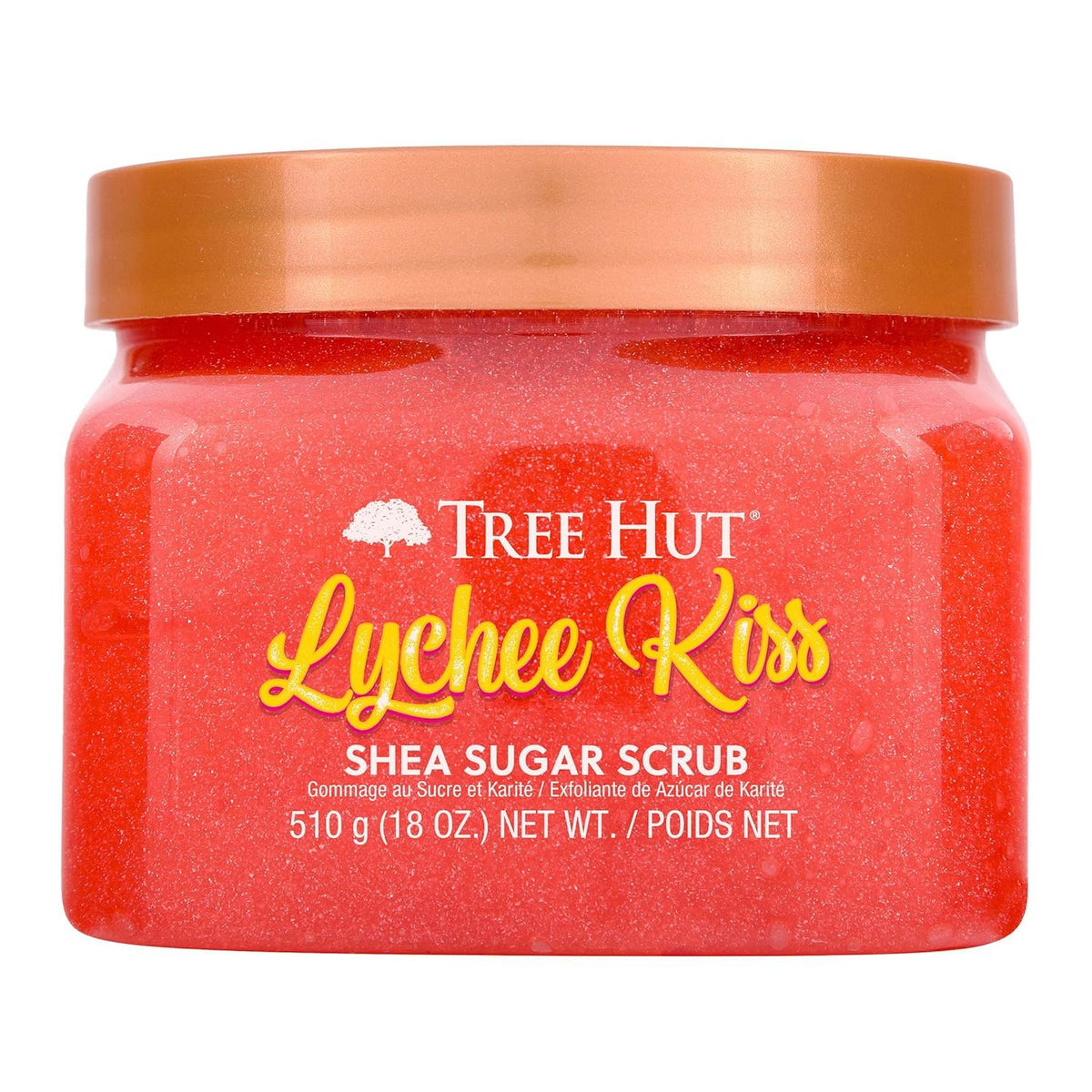 Vegan exfoliating sugar scrub with lychee scent
