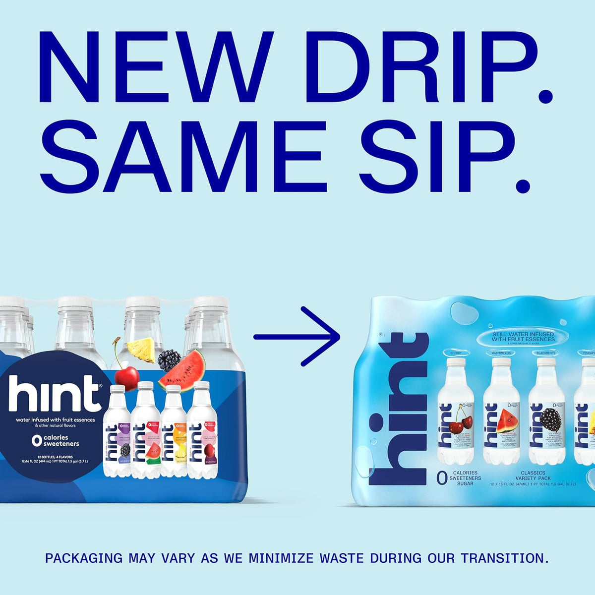 Hint purified water infused with real fruit essences