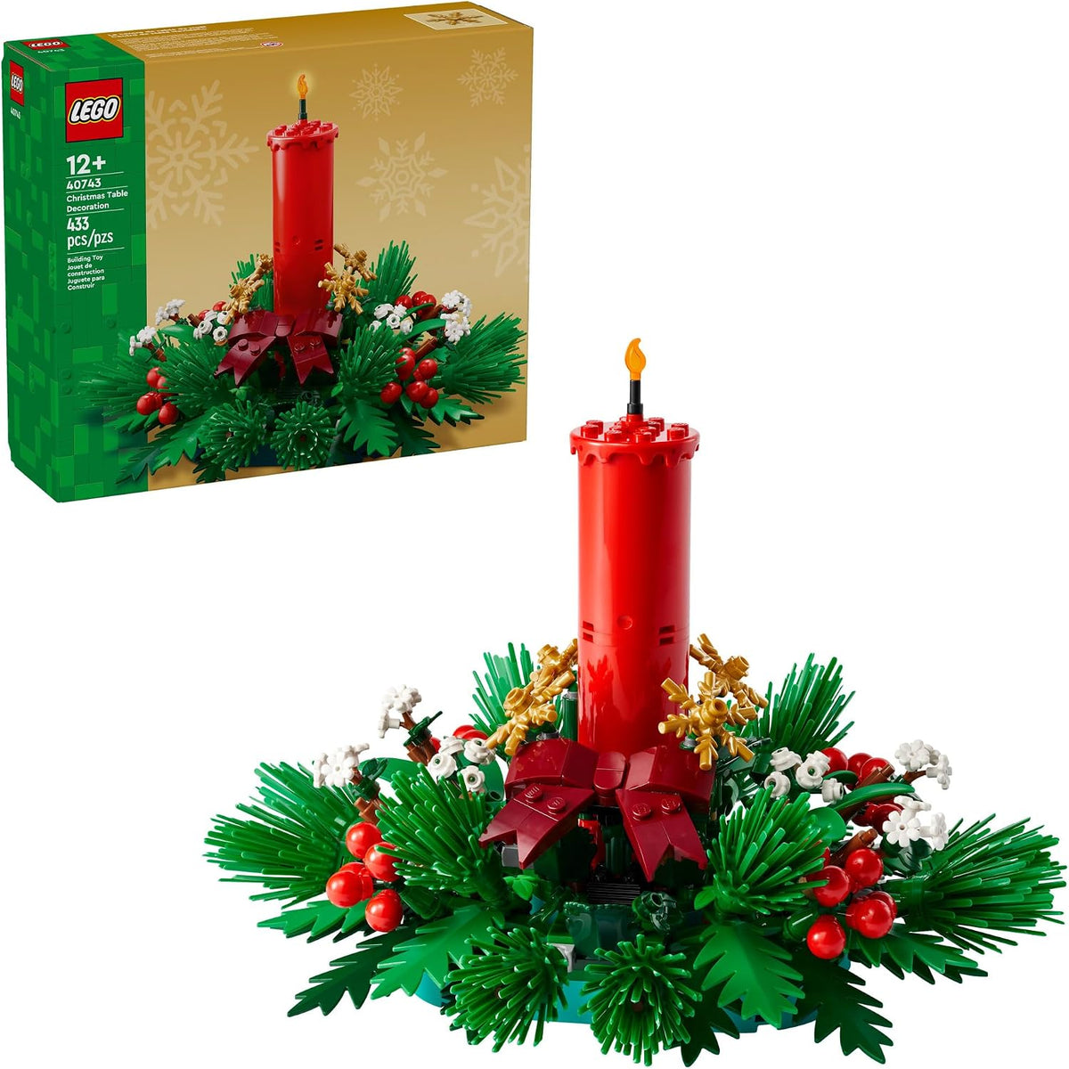 Brick-built LEGO Christmas candle centerpiece