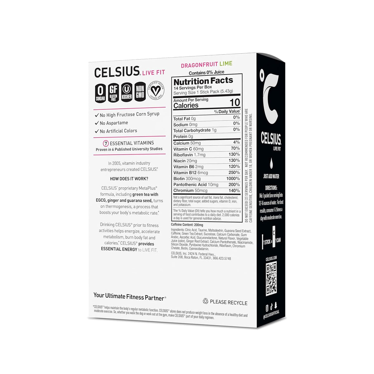 Zero sugar CELSIUS Essential Energy powder sticks