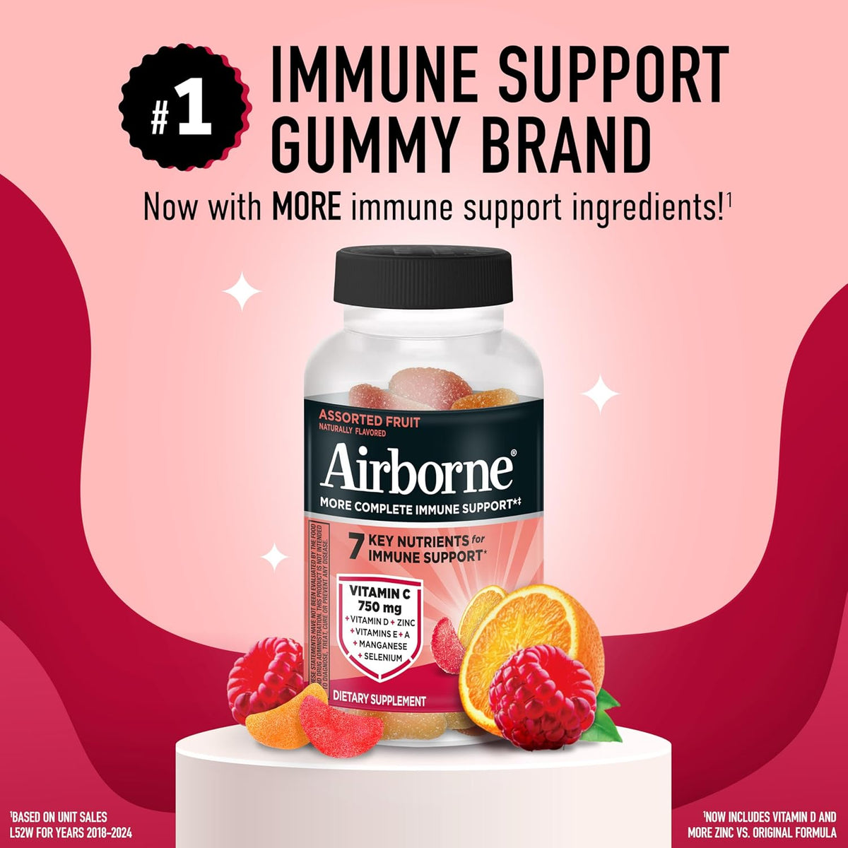 Airborne immune support supplement with vitamins A C and E