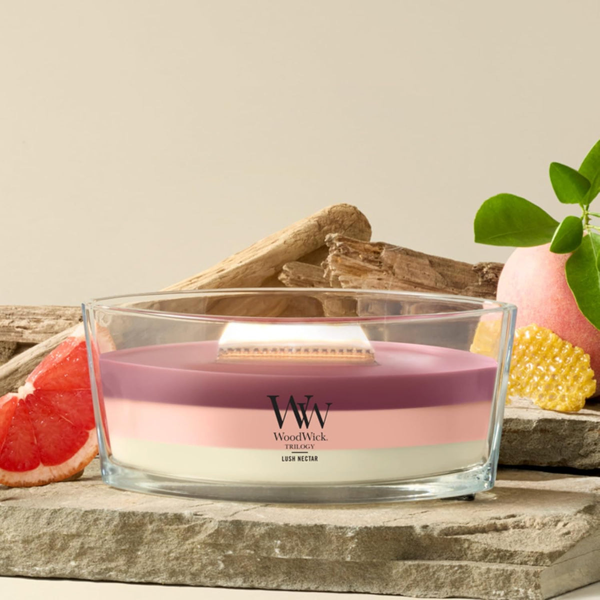 Lush Nectar WoodWick Ellipse Trilogy candle