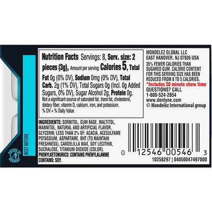 Sugar free Winter Chill gum close-up