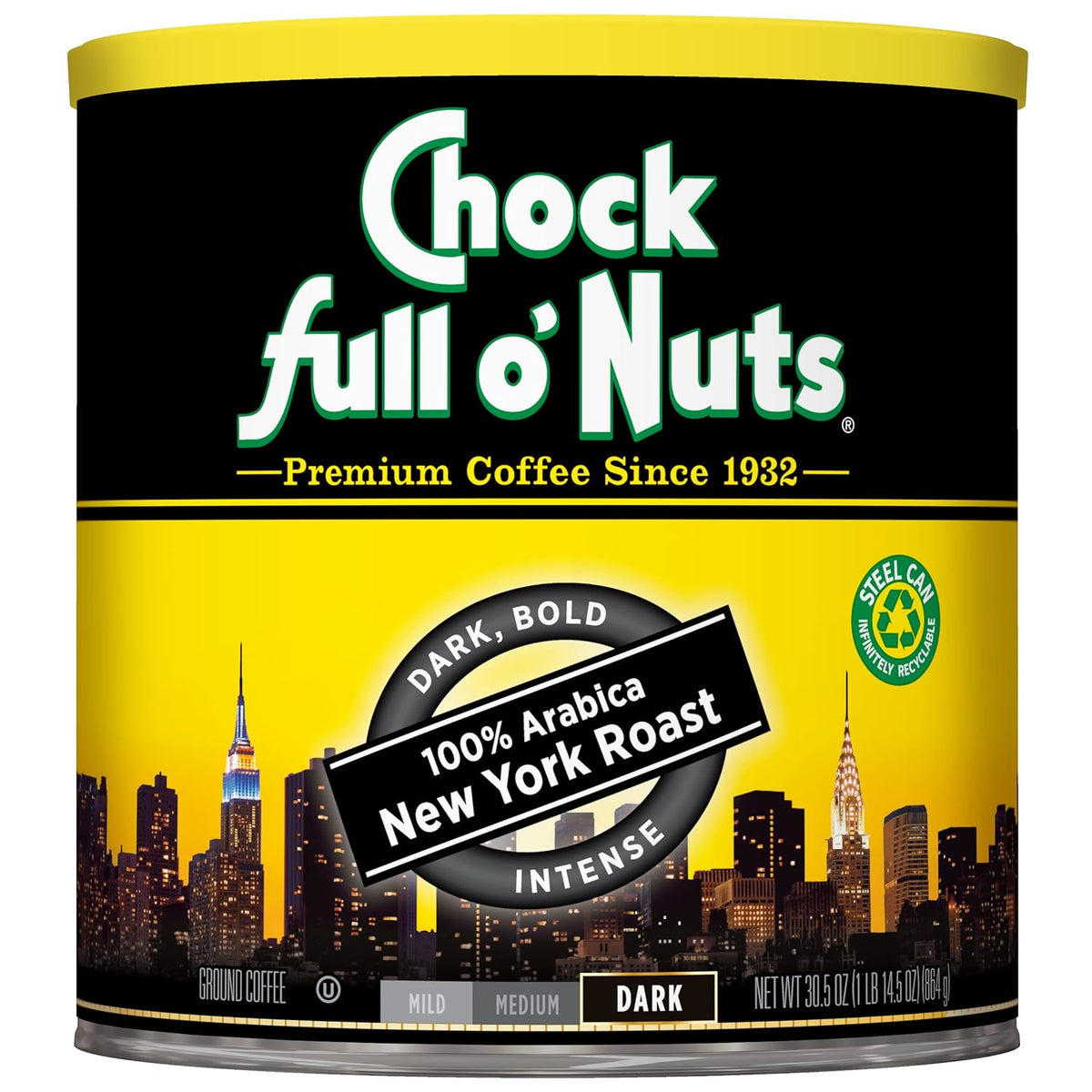 Chock Full o' Nuts dark roast coffee 30.5 oz can