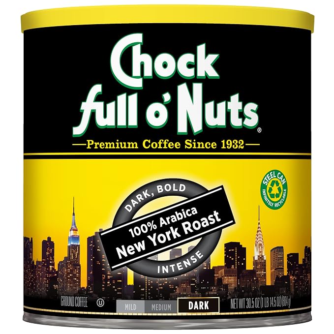 Chock Full o' Nuts New York Roast ground coffee can
