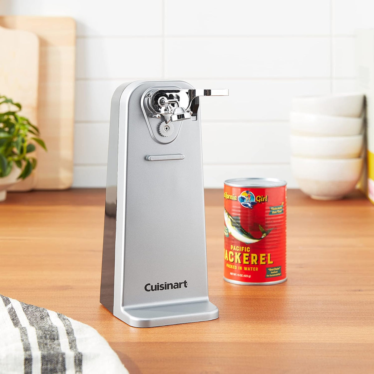 Cuisinart electric can opener with chrome accents