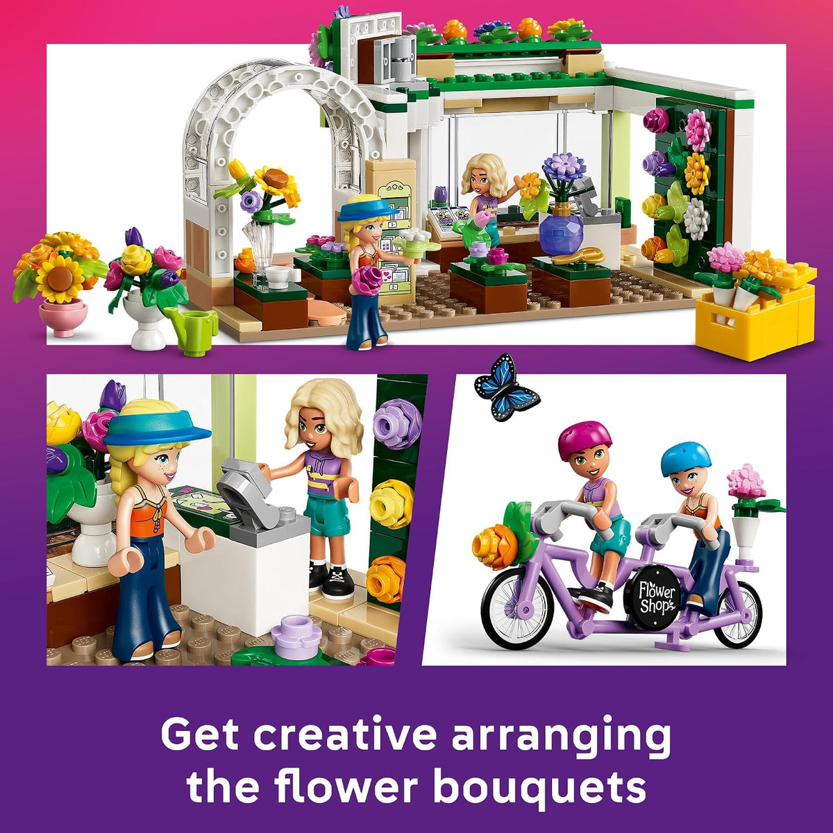 LEGO Friends 377 piece flower shop set with Nova and Astrid
