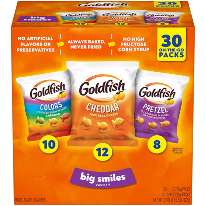 Goldfish Cheddar Colors and Pretzels snack packs