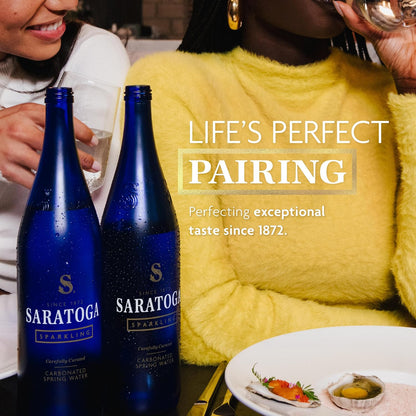Saratoga recycled PET plastic sparkling water bottles
