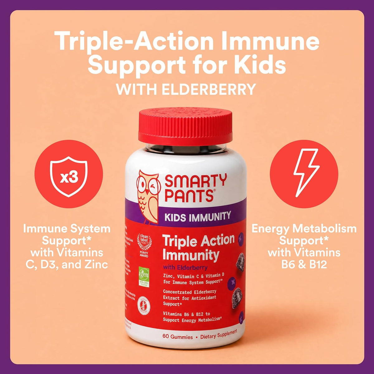 SmartyPants Triple Action Immunity gummies for children