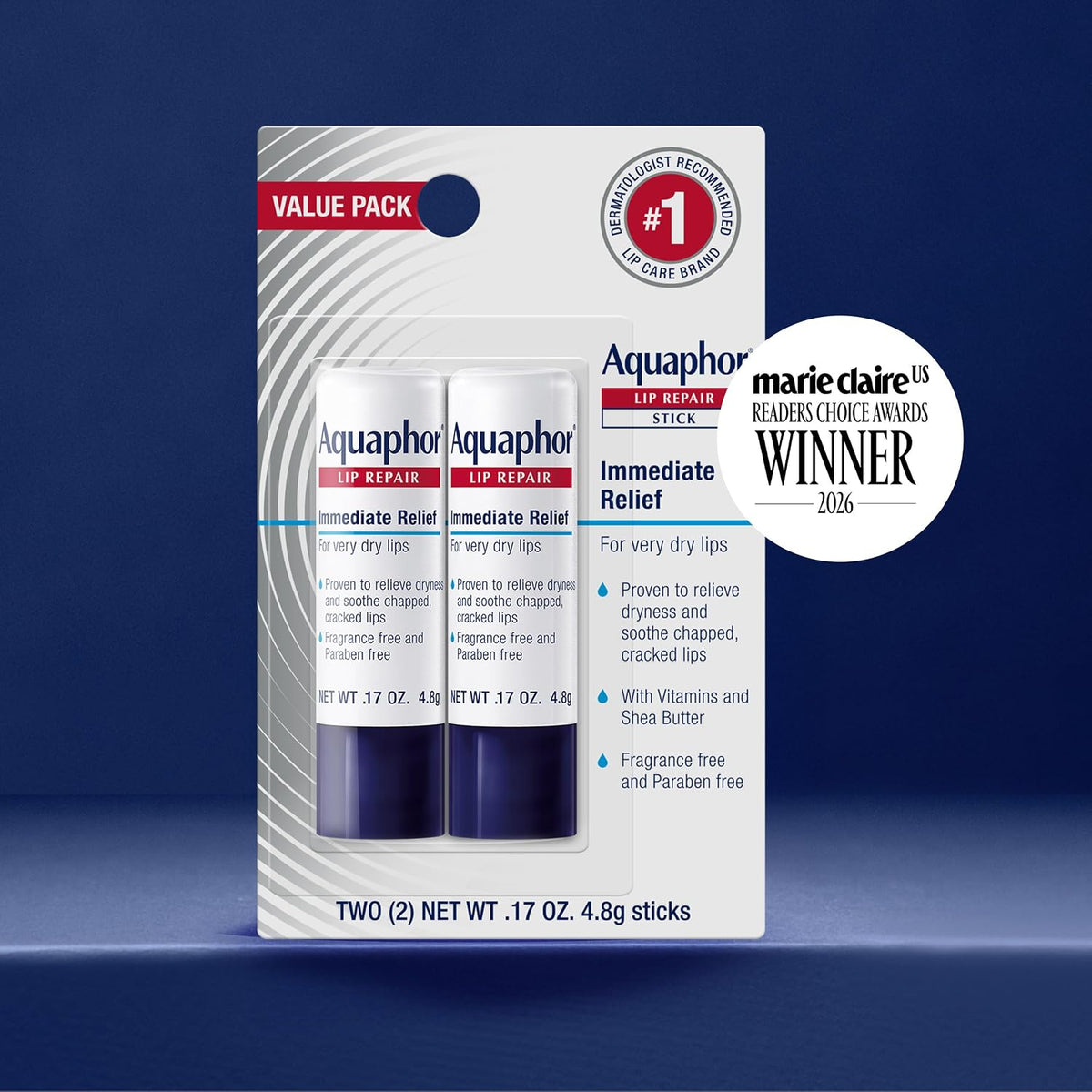 Aquaphor Lip Repair Stick with Shea Butter and Jojoba Oil