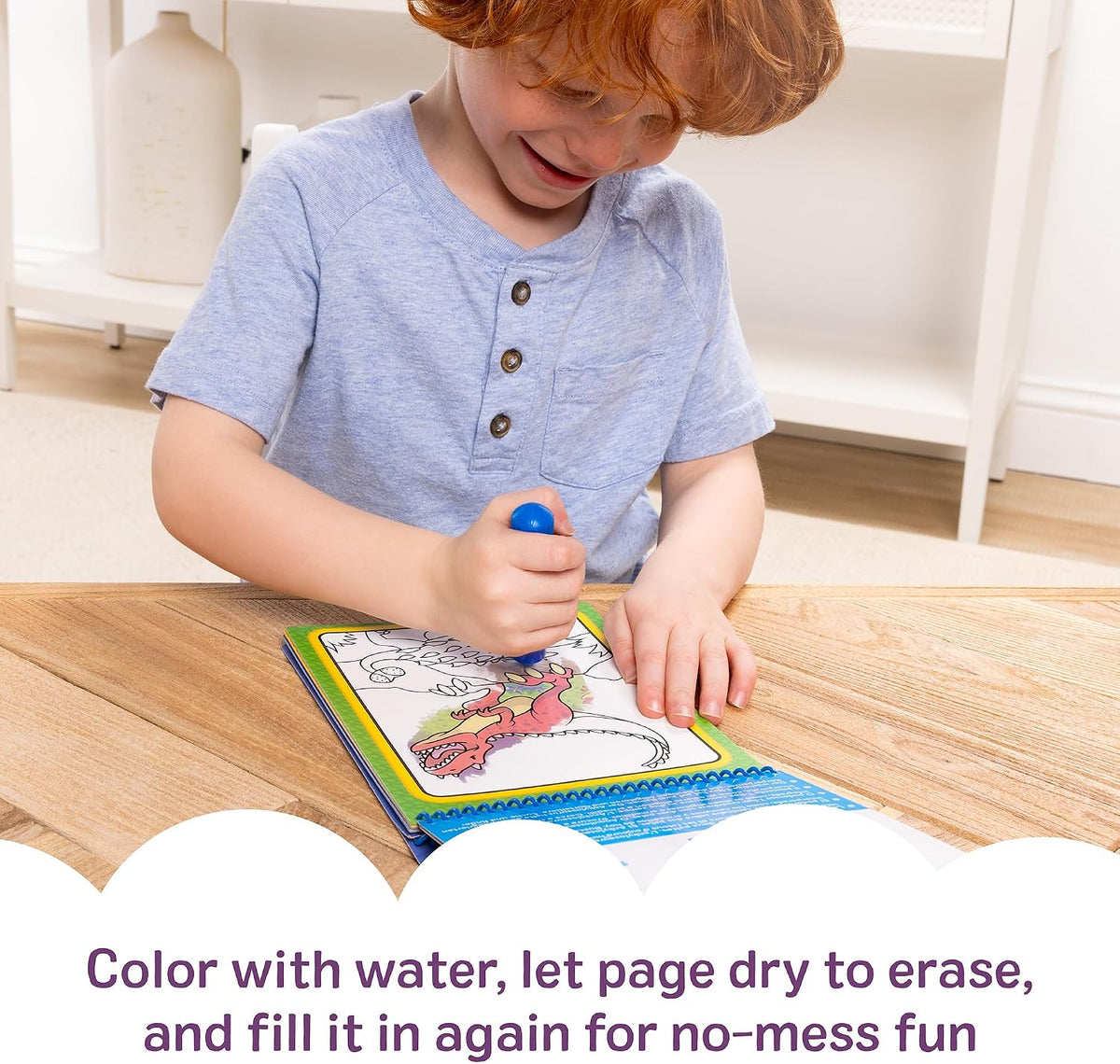 Dinosaur themed reusable coloring activity book for kids