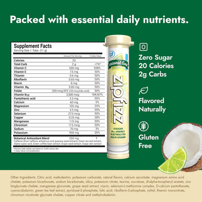 Coconut Lime Zipfizz energy powder tubes