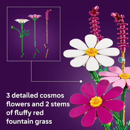 LEGO Botanicals bouquet display with red fountain grass