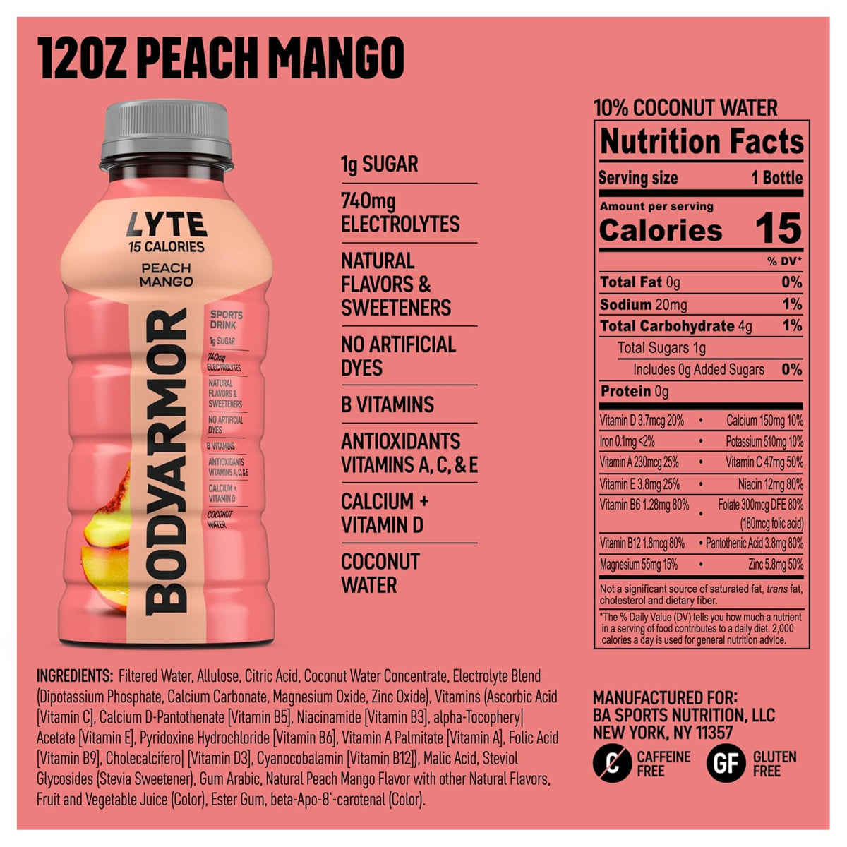 Peach Mango low calorie sports drink bottles