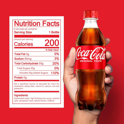 Six pack of Coca-Cola bottled soda