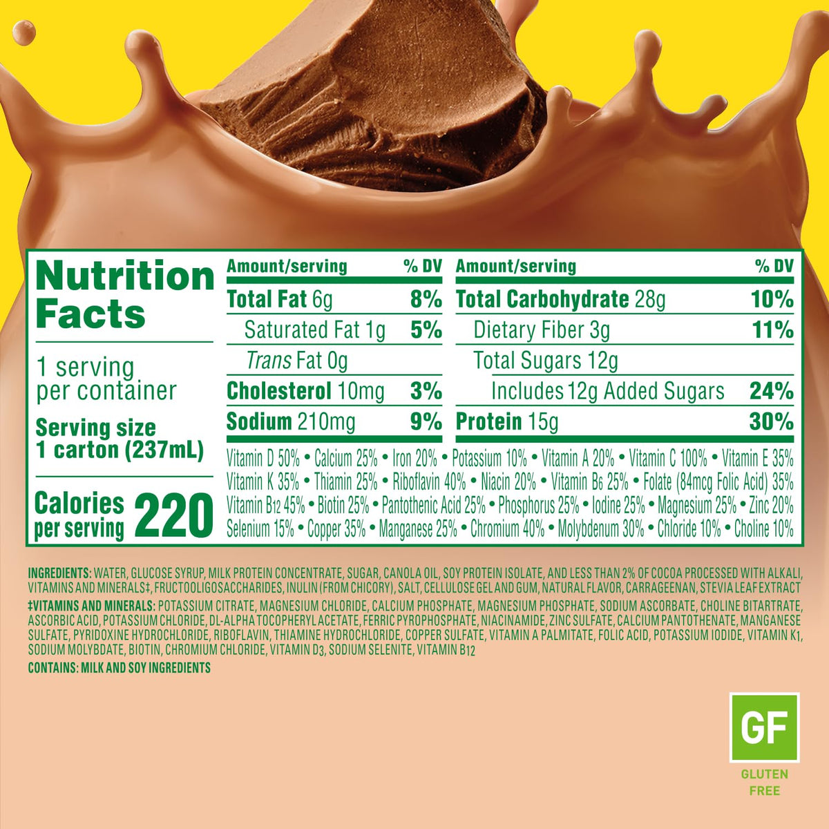 High protein with fiber chocolate nutrition drink