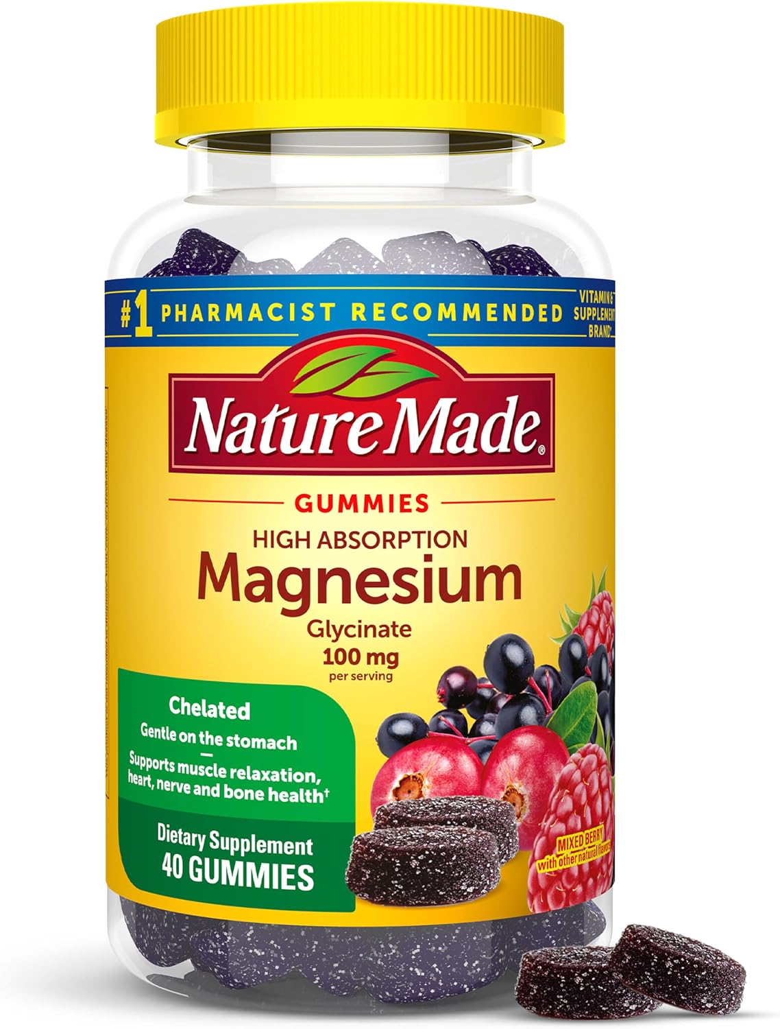 Nature Made magnesium glycinate gummies supplement facts label