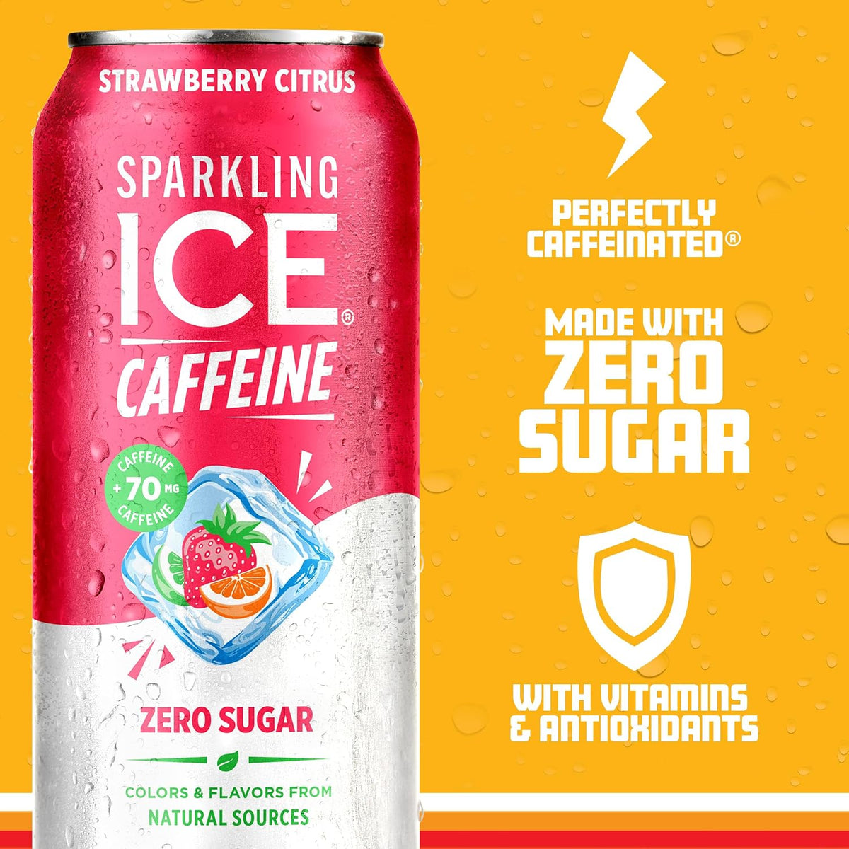 Pack of 12 Sparkling Ice caffeine sparkling water cans