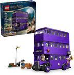 Triple-decker Knight Bus LEGO model with minifigures