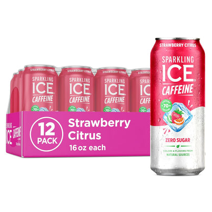Sparkling Ice Strawberry Citrus caffeinated sparkling water