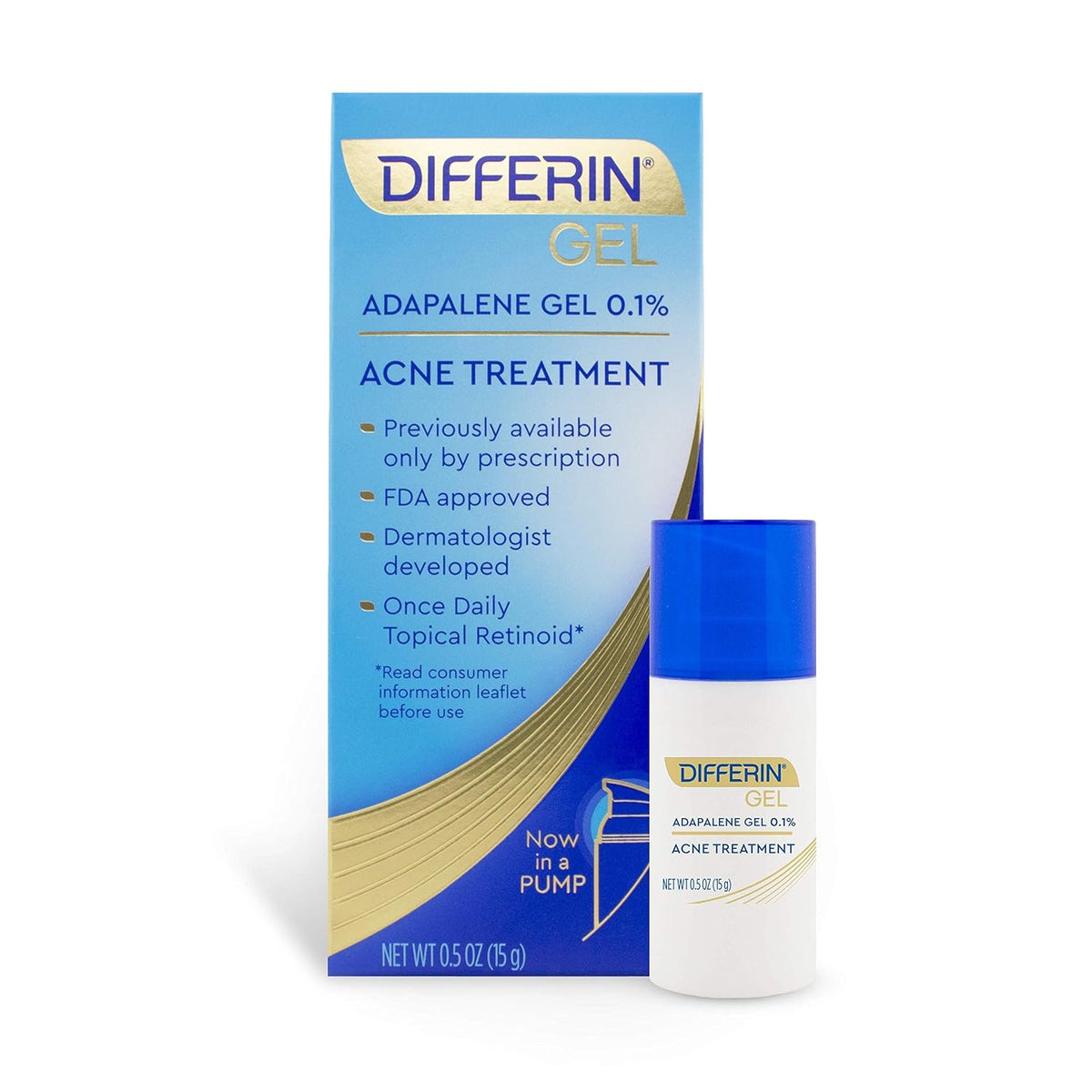 Differin 0.1% adapalene acne treatment gel packaging