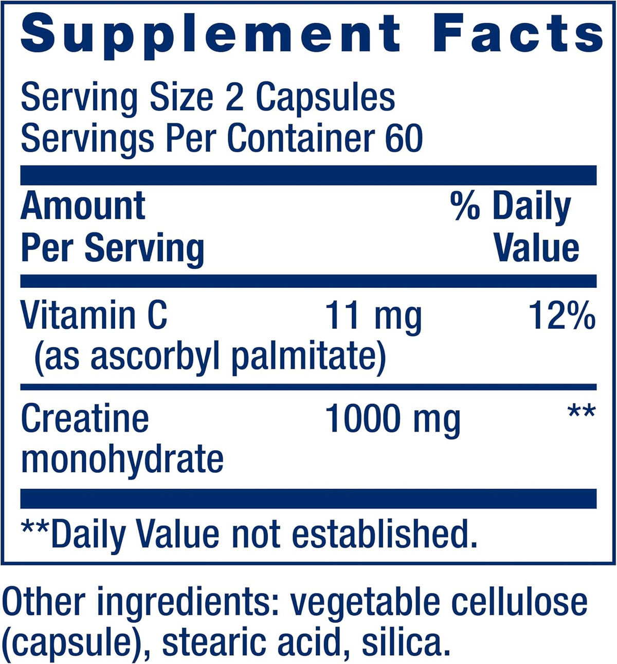 Non-GMO gluten-free creatine capsules bottle
