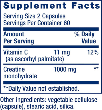 Non-GMO gluten-free creatine capsules bottle