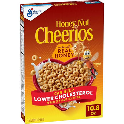 Cheerios Honey Nut gluten free breakfast cereal box