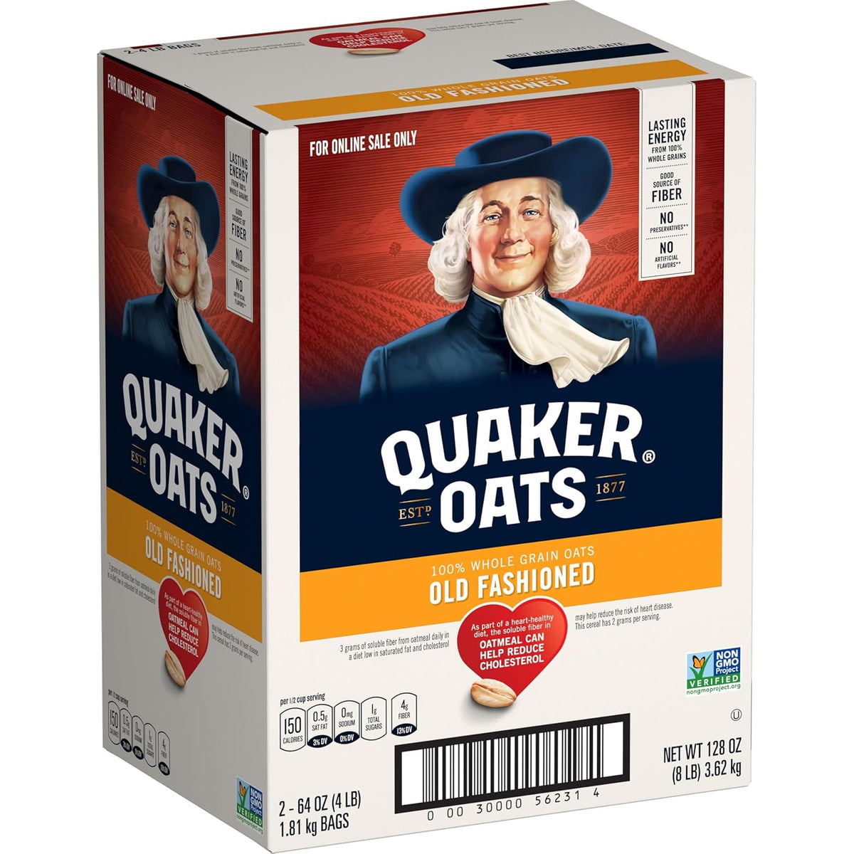 Two 64 oz bags of Quaker rolled oats